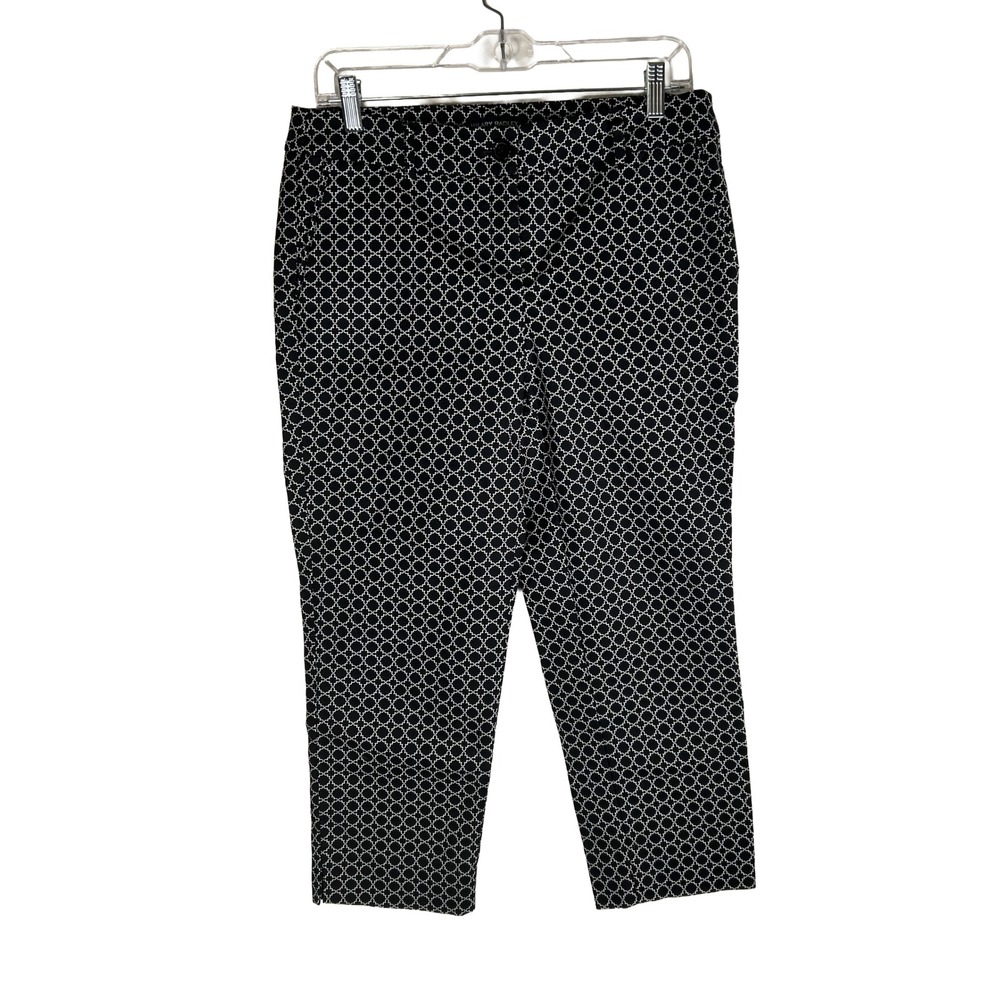 Hilary Radley Womens Black White Quatrefoil Geometric Capris Pants Size 6 - Picture 1 of 7